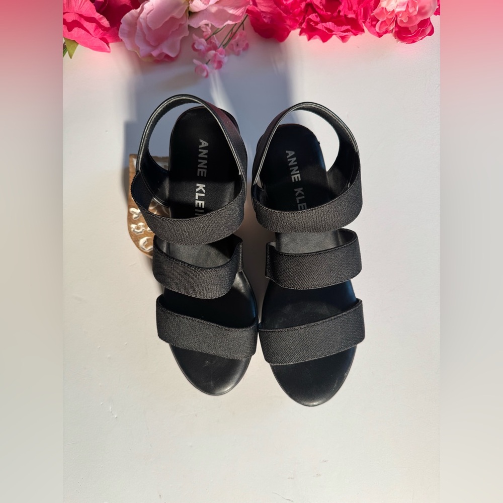 Anne Klein Elegant Black Strap Sandals